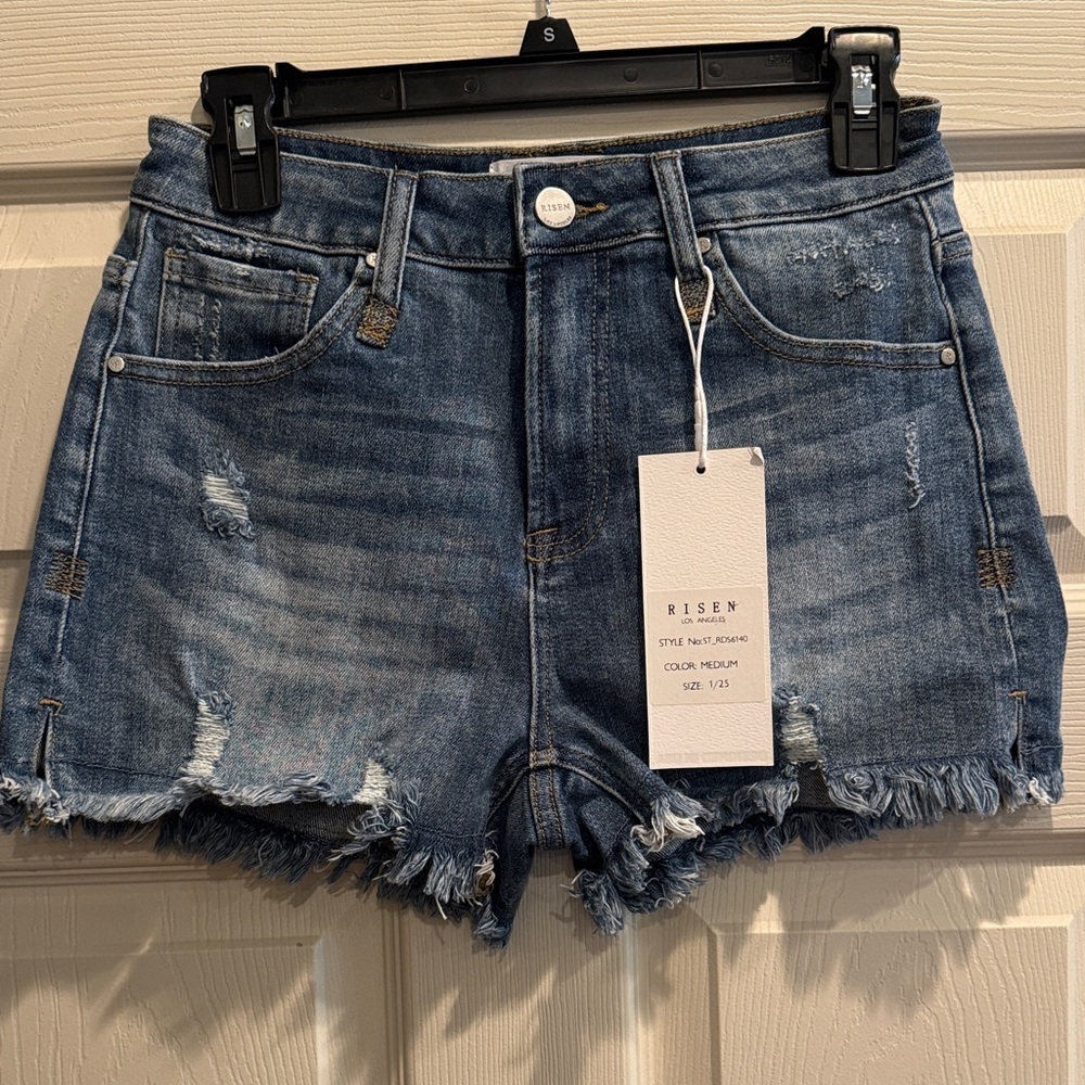 Risen Distressed Blue Jean Shorts